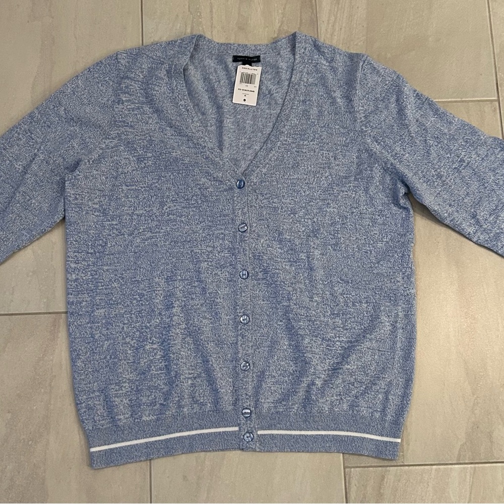 NEW Tommy Hilfiger Ladies Light Blue Cardigan Sweater - Size 2XL